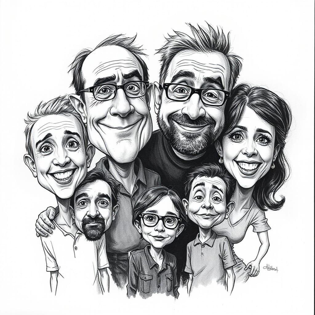Funny Cartoon Caricature Family Portraits