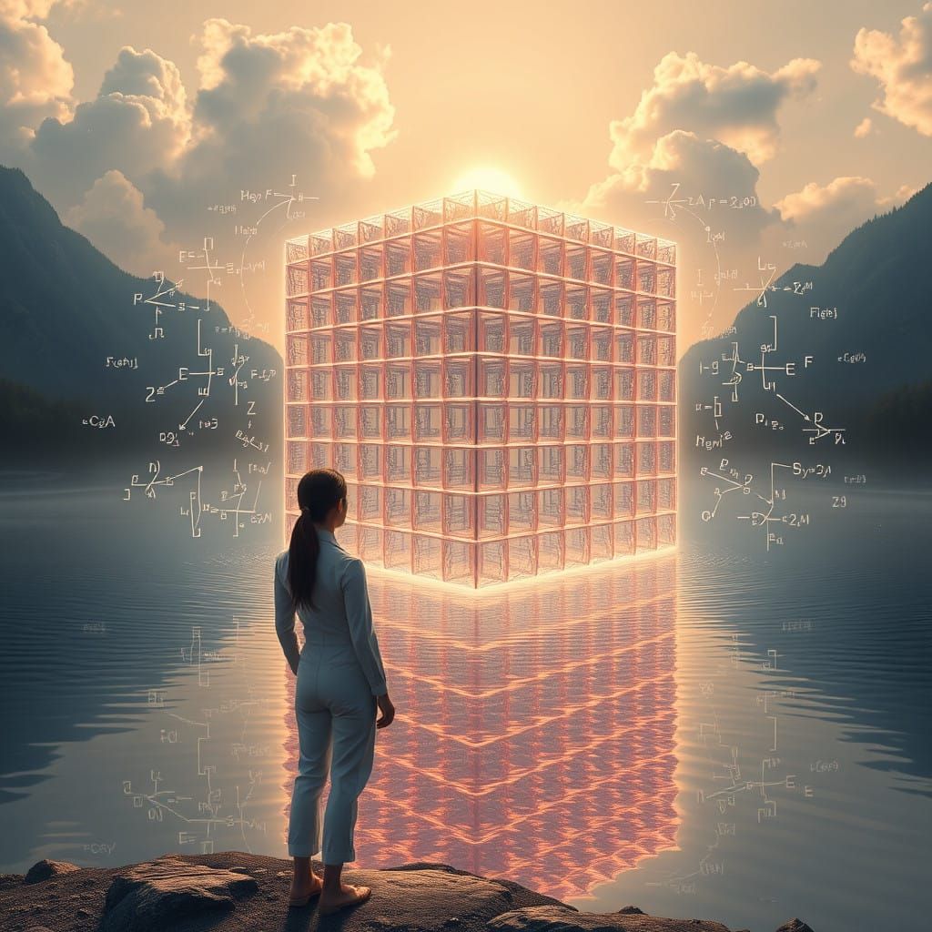 Surreal Futuristic Mathematician Discovers Hidden Knowledge....