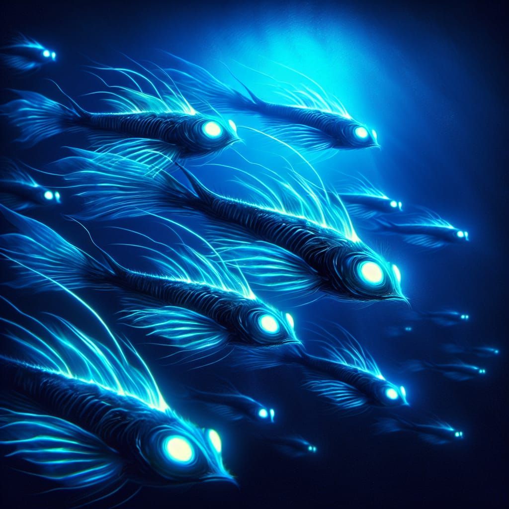 Bioluminescent Deep-Sea Fish in Surreal Style