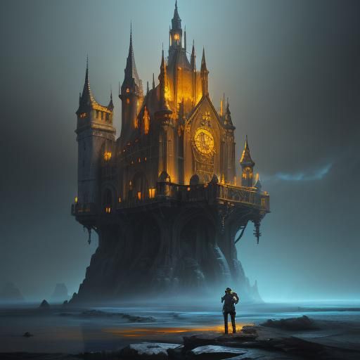 Boy's Oil Painting in Fantasy Tower Concept Art