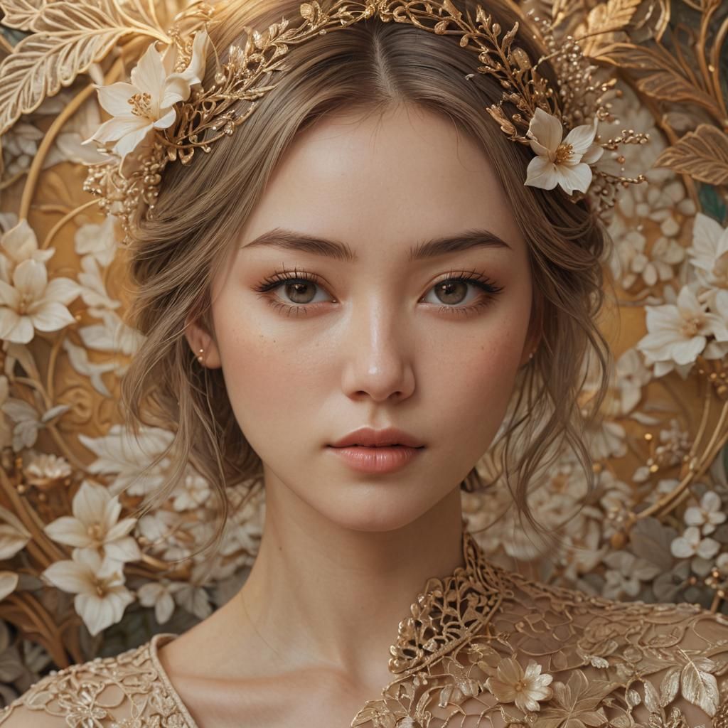 Ethereal Portrait of Young Woman in Illustrative Style