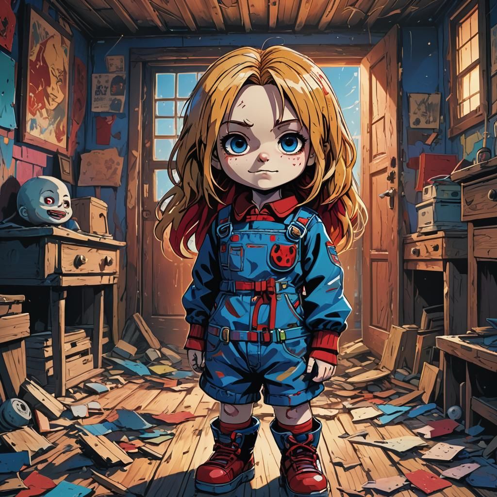 Anya Forger as Chucky in Anime Chibi Style