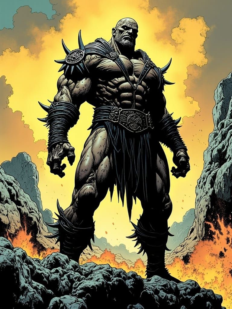 Gritty Comic Book Panel of Alien Warlord