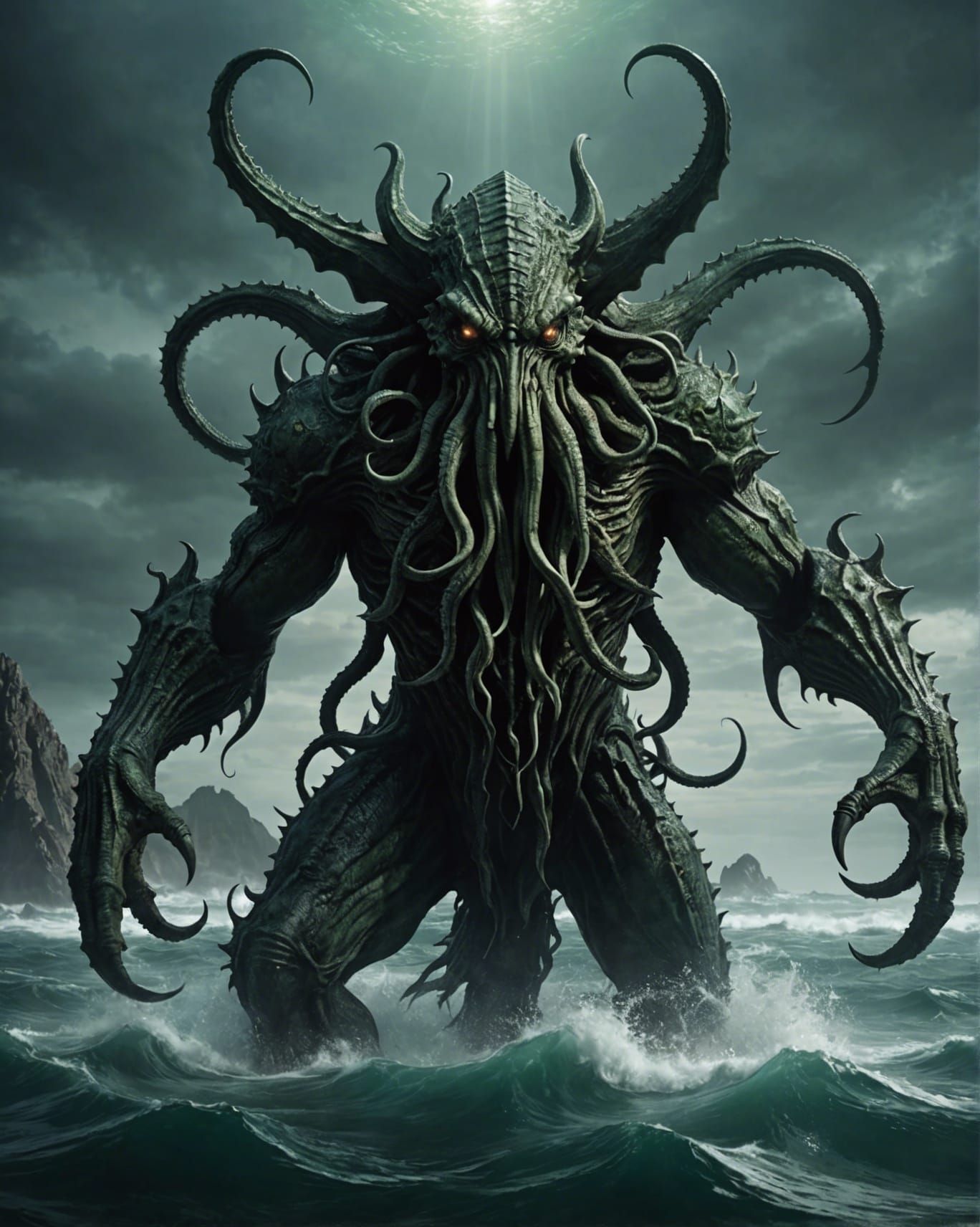 Hyperrealistic Dagon Swallowing a Planet