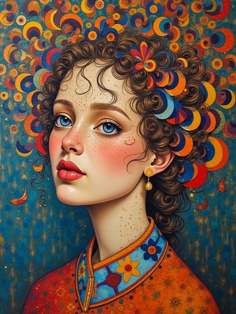 Abstract Portrait Formed from Math Equations in Op Art