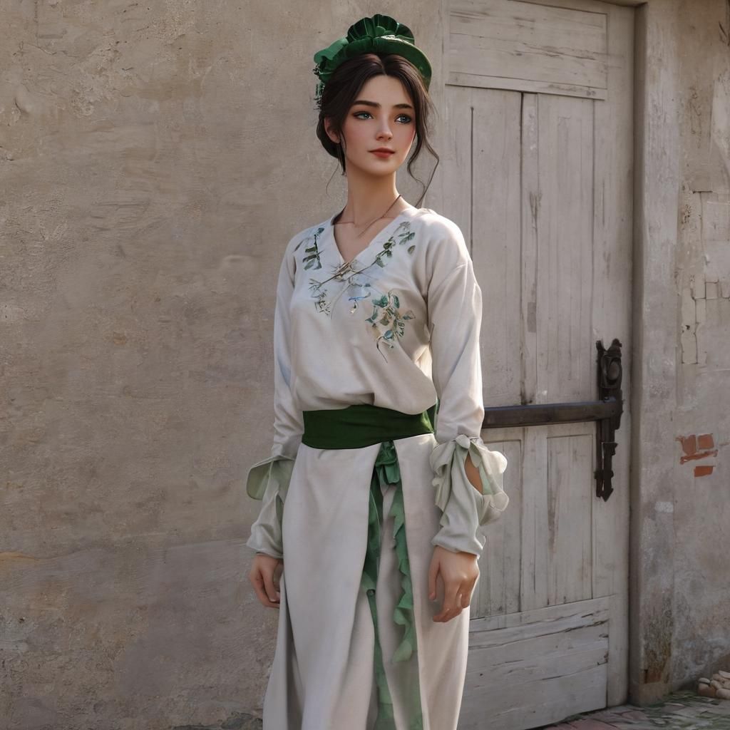 Anime-Inspired Spinster Surrounded by Cats in 3D