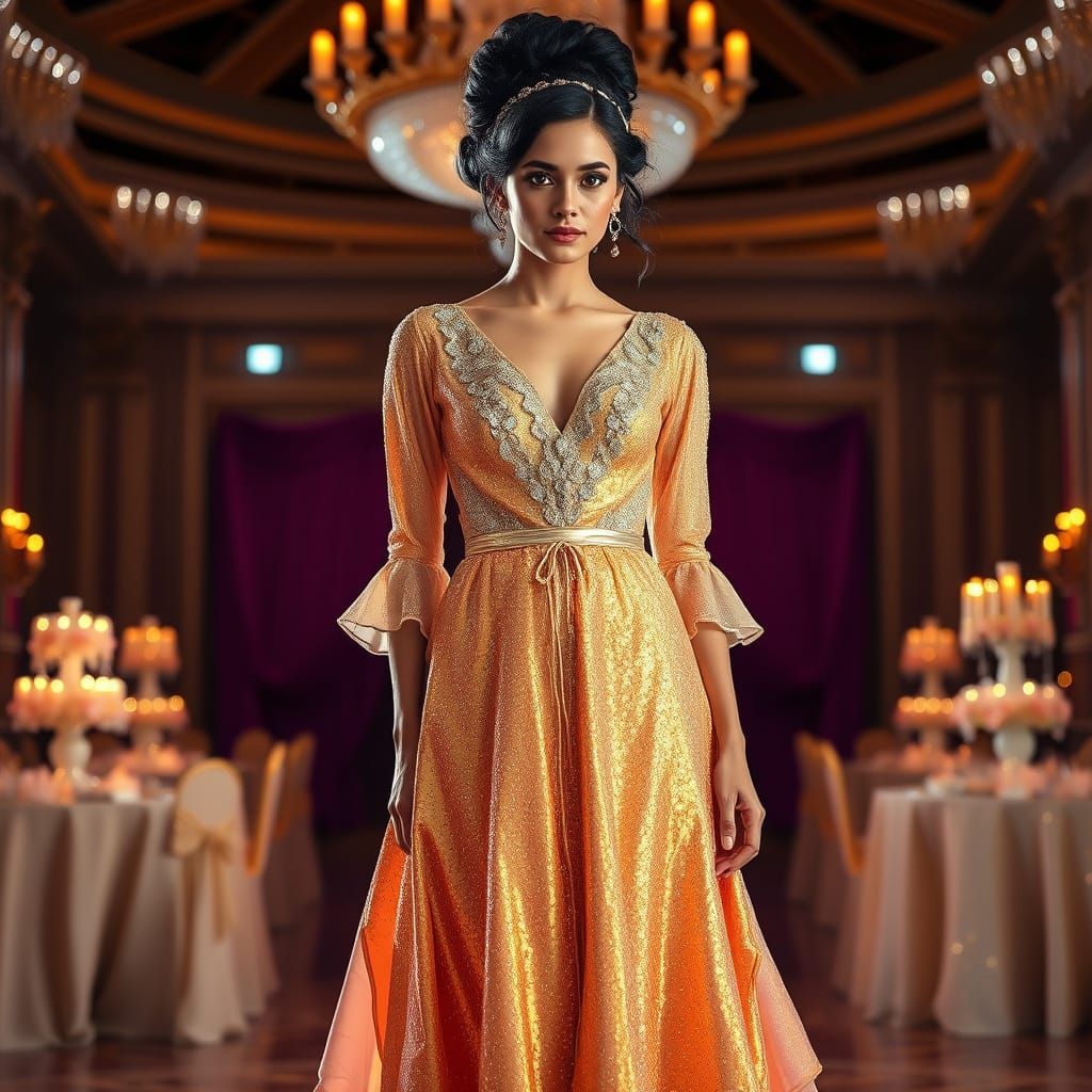 Ethereal Ballroom Beauty in Gold and Rainbow Hues
