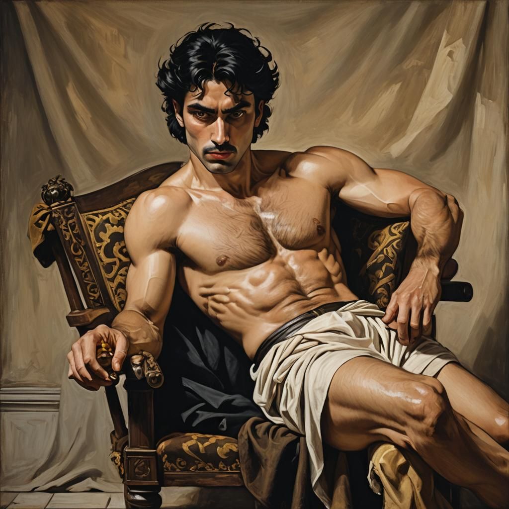 Man with Golden Eyes in Baroque Style