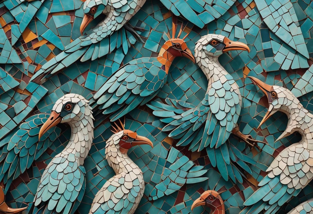 Cubist-Surrealist Birds Form Patterns Around Globe