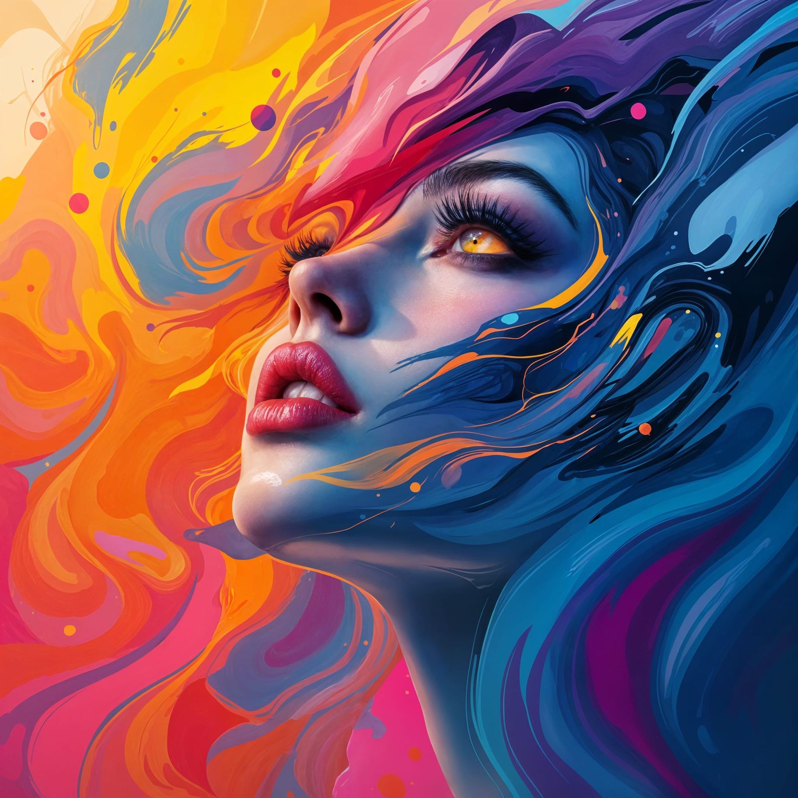 Colorful Brushstroke Portrait of a Young Woman