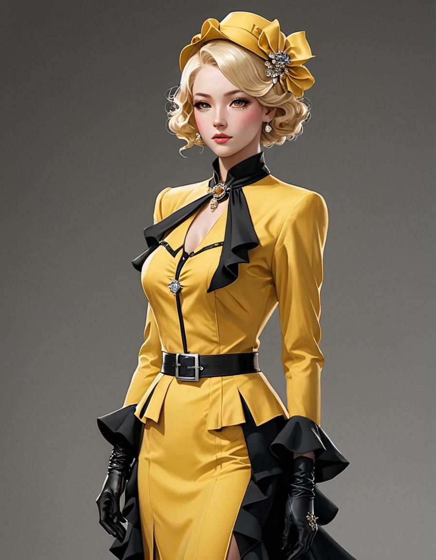 Yellow 1930's Suit: 3D Anime Art