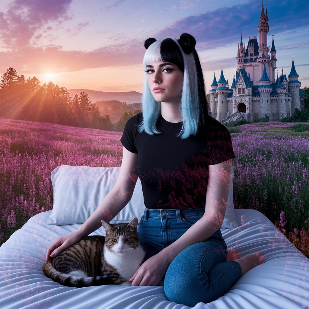 Enchanting Woman Surrounded by Vibrant Blooming Flowers in a...