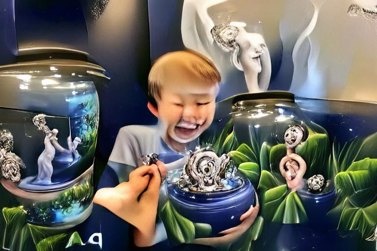 Boy Opens Pandora's Box: Surreal Artwork