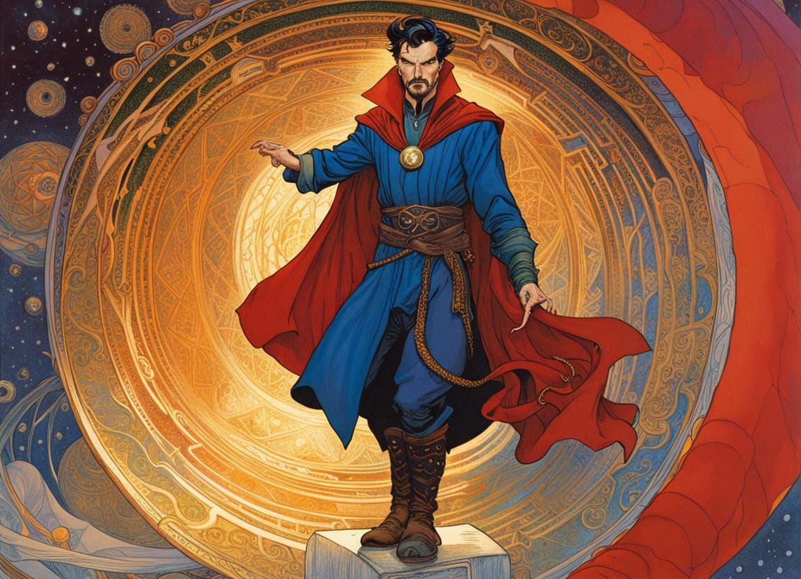 Doctor Strange on Mobius Loop: Watercolor Concept Art
