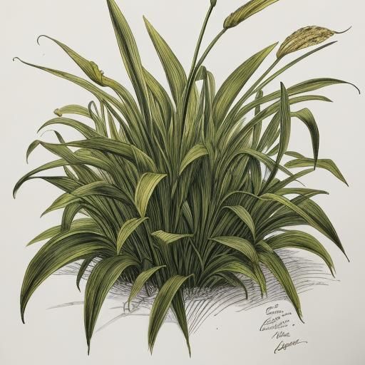 Anxious Plantain Grass in Renaissance Botanical Ink
