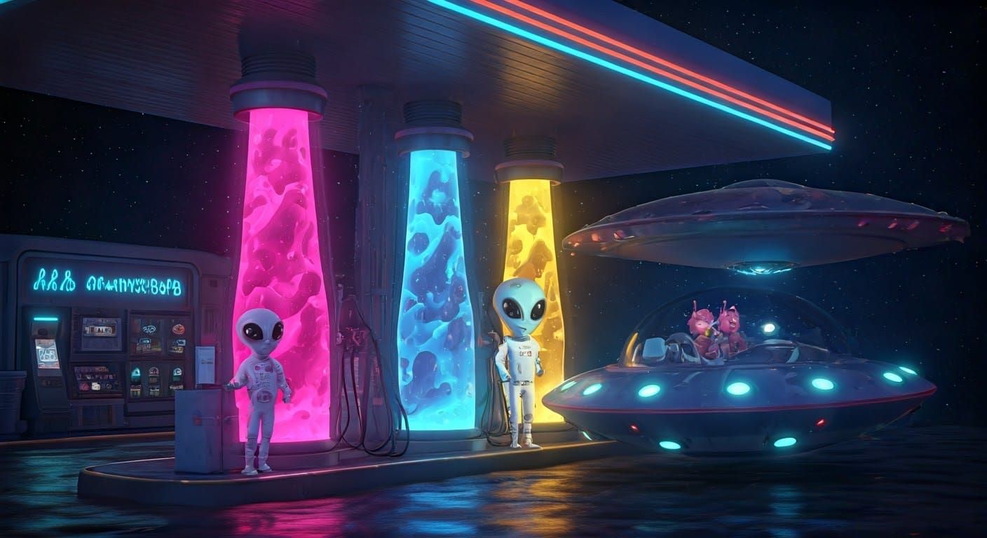 Alien Fuel Station Oasis in Space