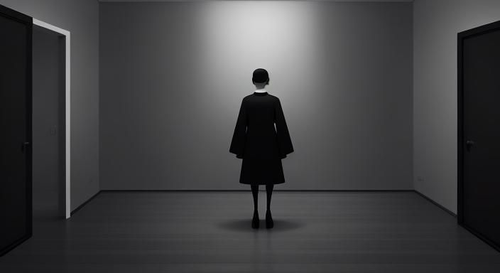 Elegant One-Line Drawing of Person in Room