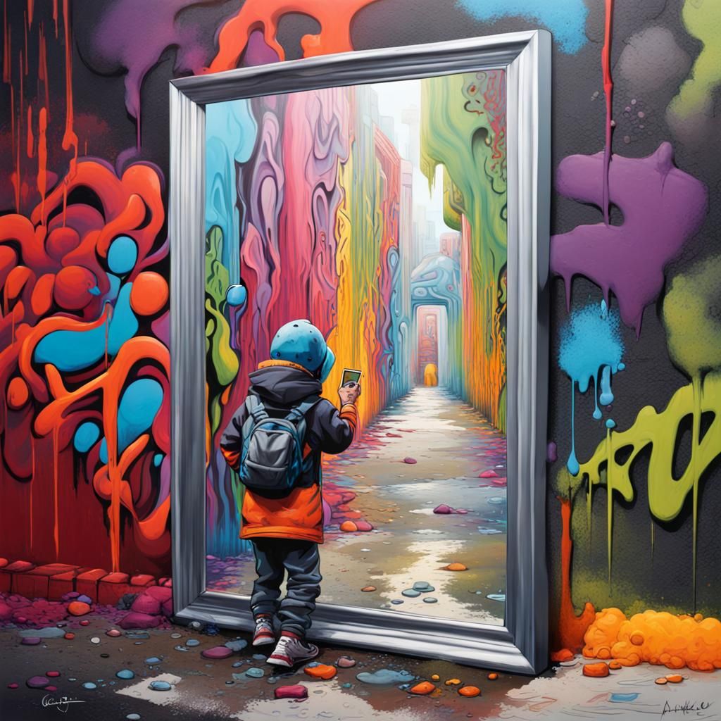 Child's Adventure in Graffiti Art Mirrors