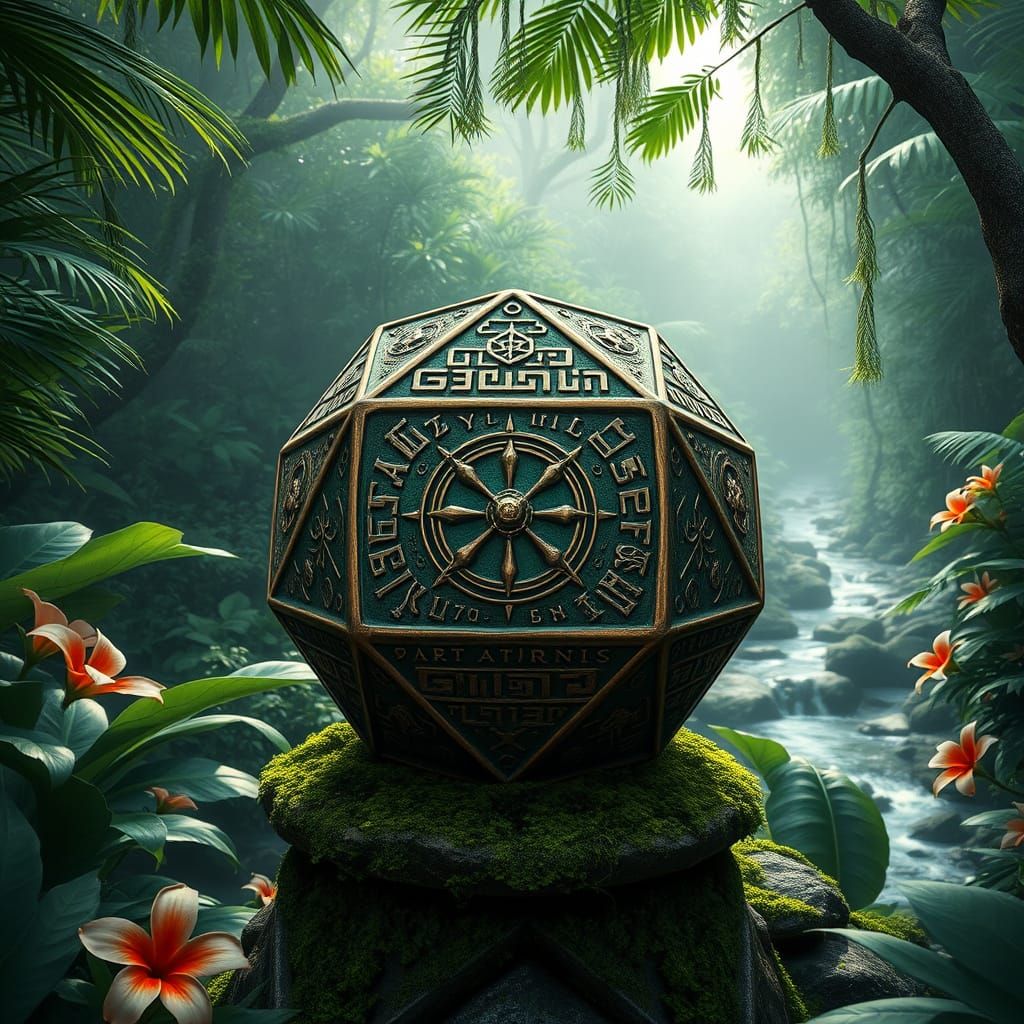 Ancient Bronze Dodecahedron in Jungle Setting