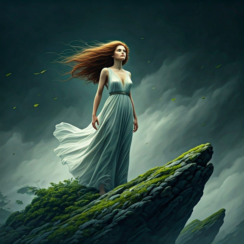 Mystical Nature Goddess in the Style of Hudson River School