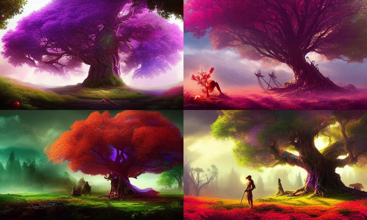 Warrior Resting Under a Glowing Life Tree