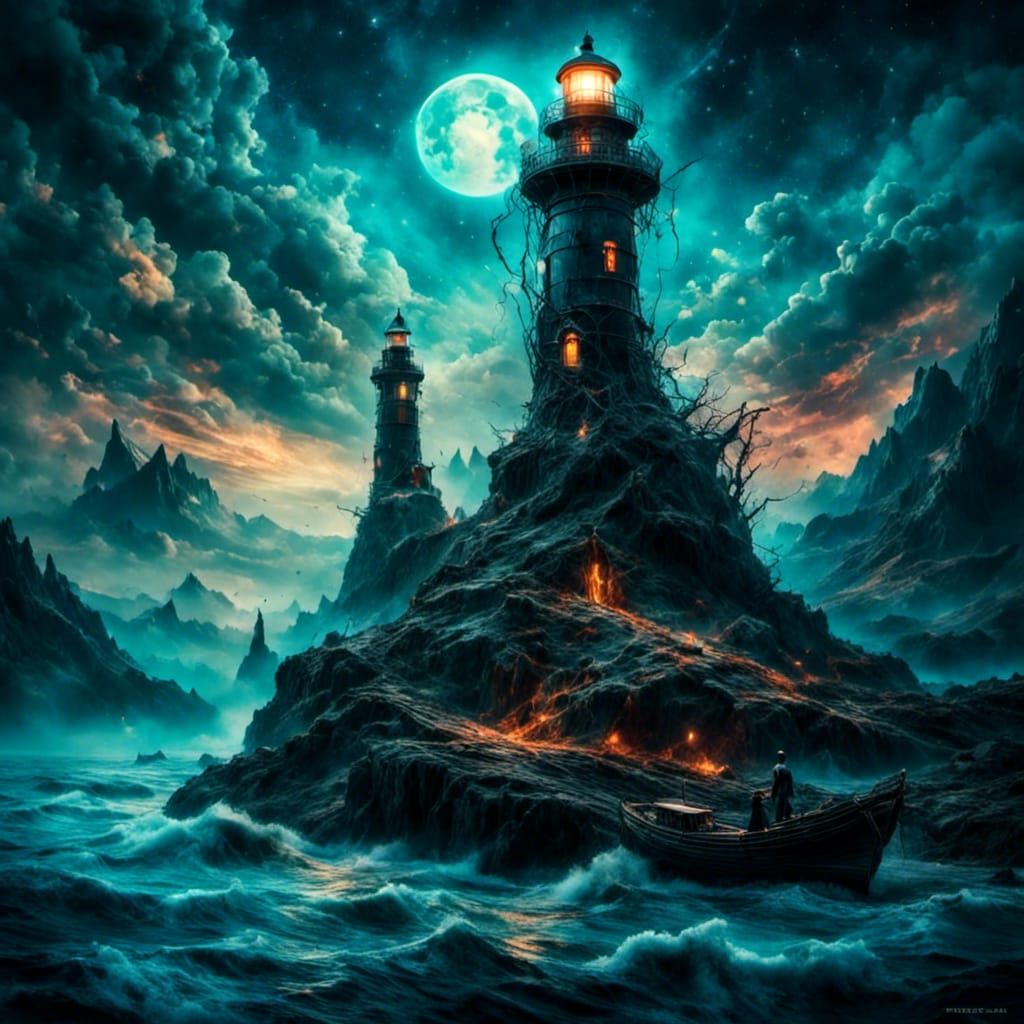 Eerie Sci-Fi Lighthouse Inspired by Lovecraft and Goya