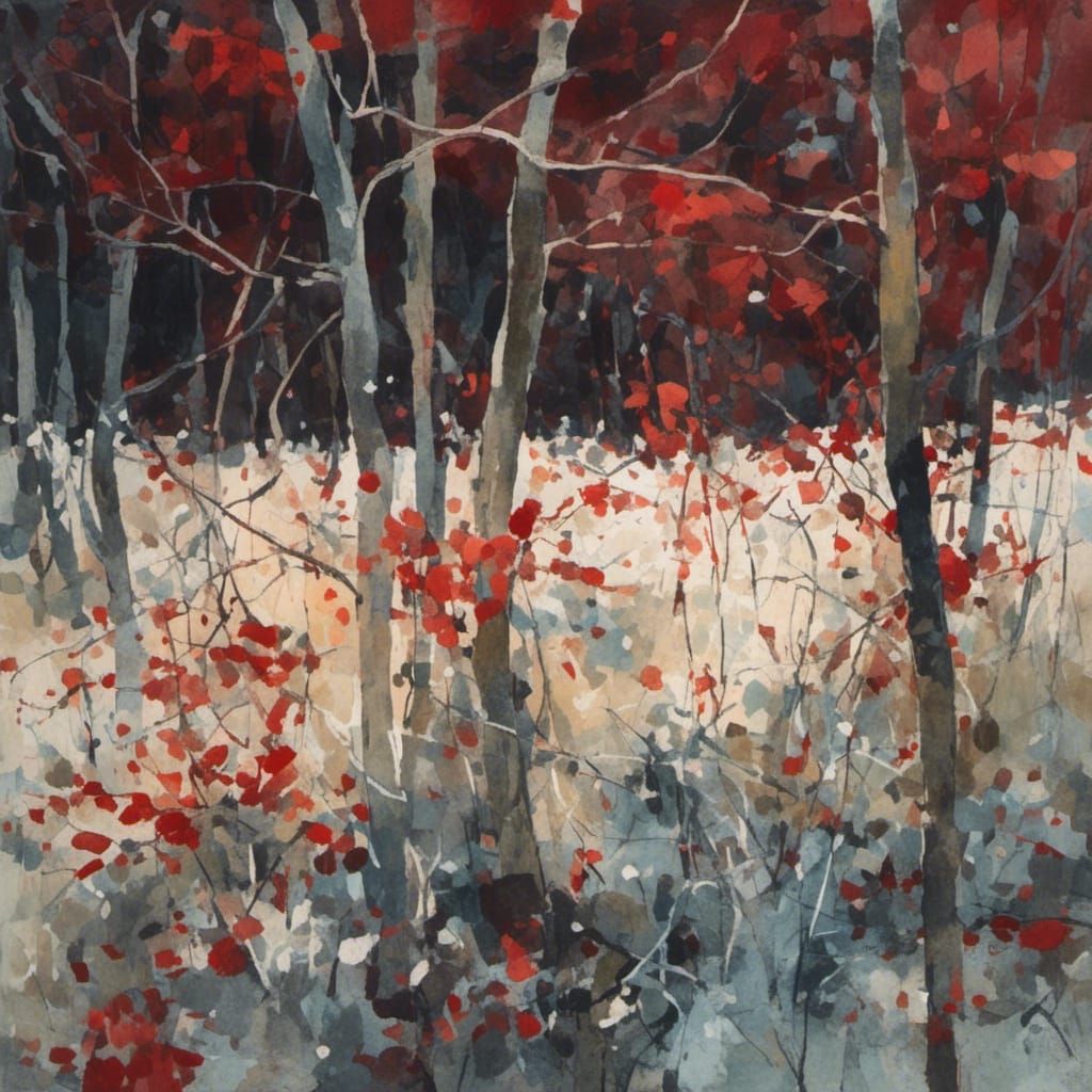 Serene Autumn Landscape in Watercolor Style