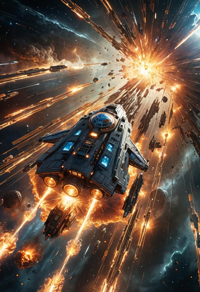 Futuristic Spacecraft at the Center of the Universe