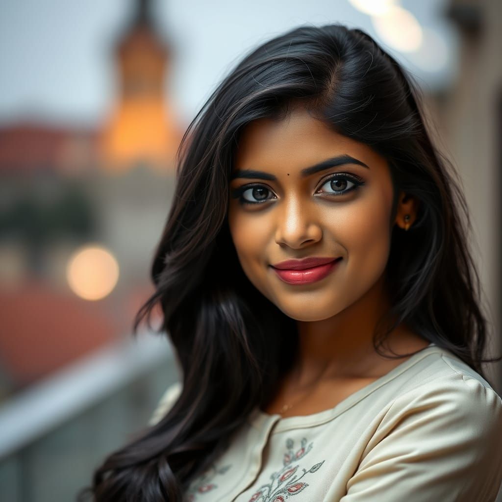 Young Indian Woman in Prague Studio Setting