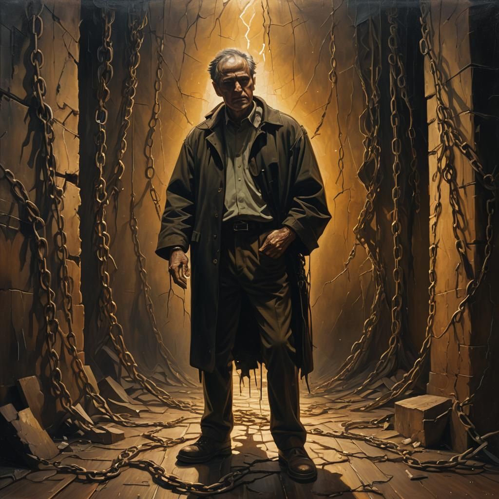 Dramatic Confrontation in Moody Chiaroscuro Style