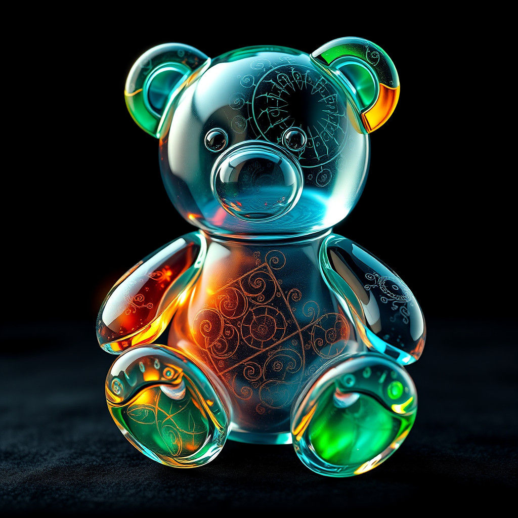 Majestic Glass Teddy Bear in Opulent Style