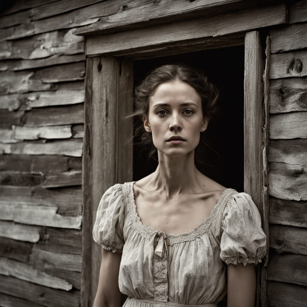 Surreal Portrait of a Woman with Mirrored Face and Elegantly...