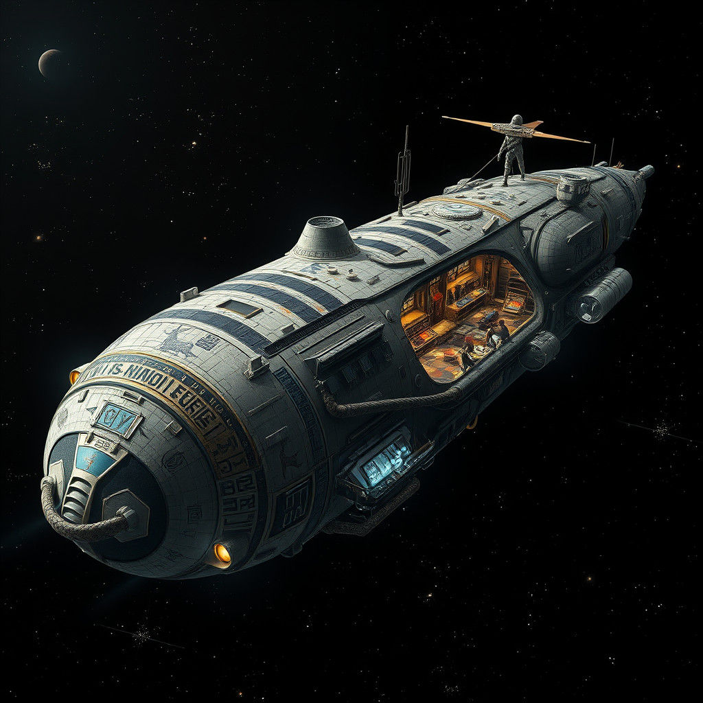 Intricate Generation Ship Amidst Cosmic Blackness