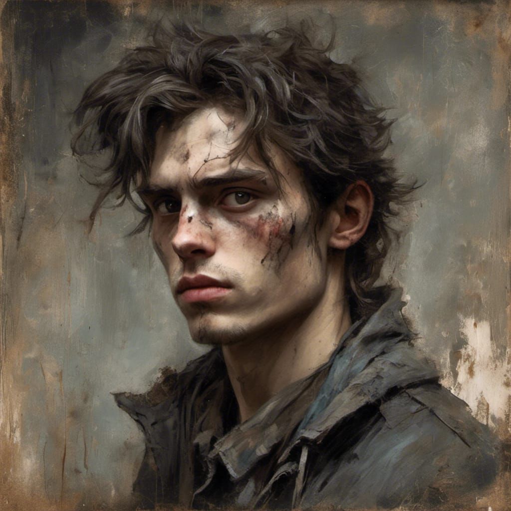 Man with Giant Lizard in a Sci-Fi Landscape