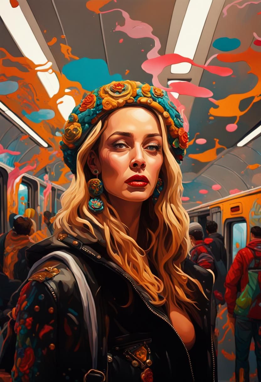 Goodbye Kiss: Maximalist Pop Art Airport Scene