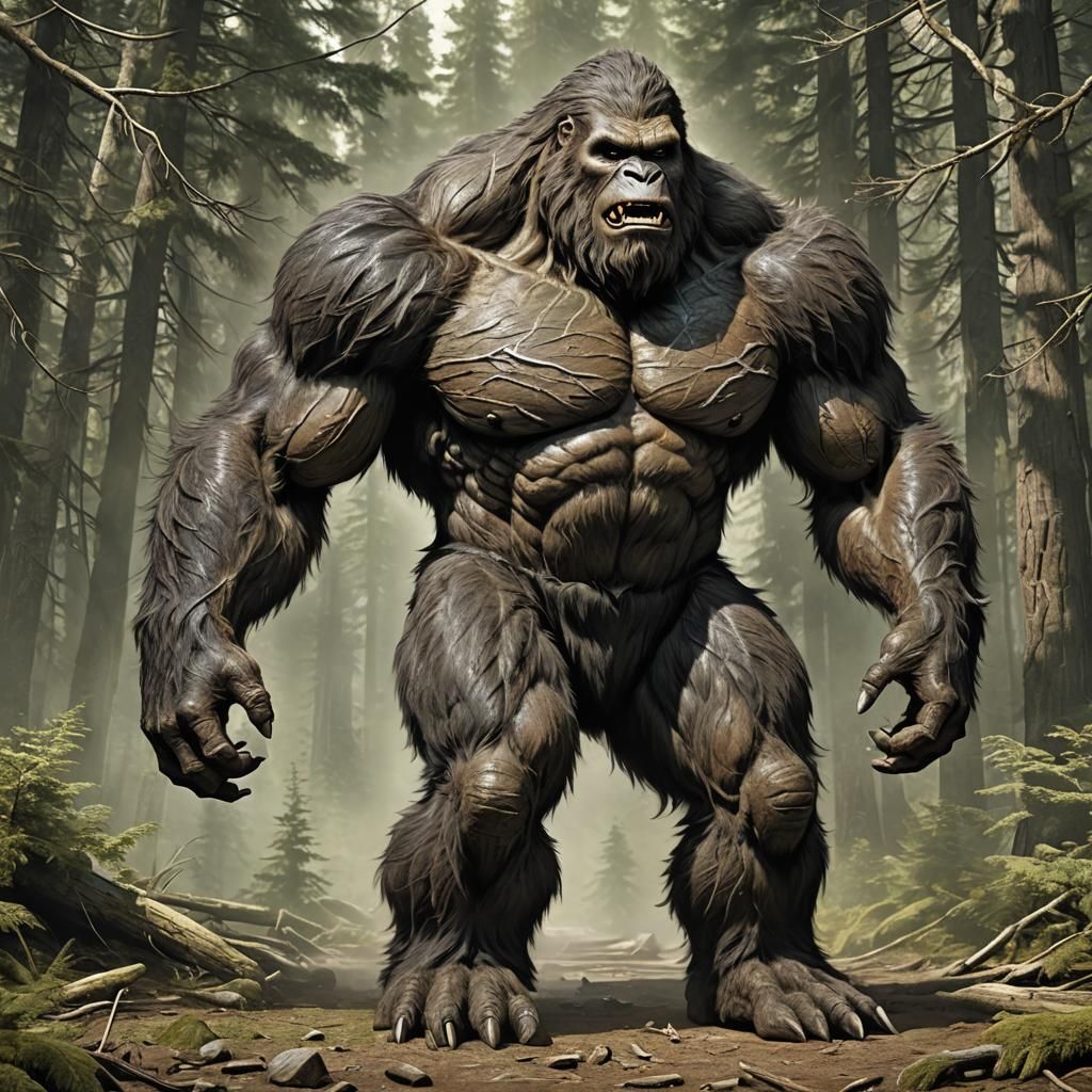 Bigfoot-Human Hybrid in Fantasy Concept Art