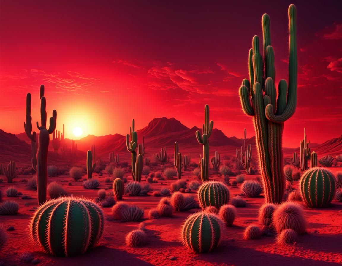 Red Desert Sunset: Surreal Digital Art