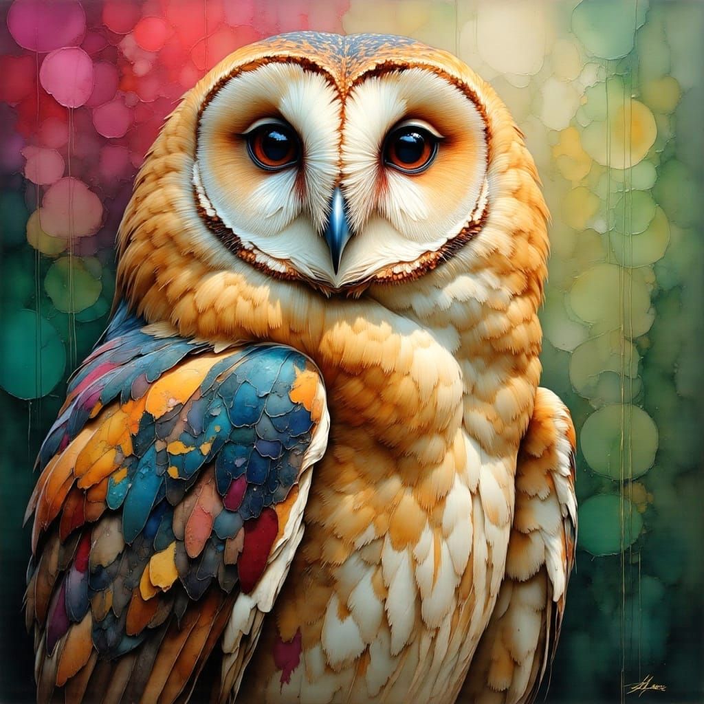 Hyperrealistic Barn Owl Portrait as Impasto Oil Painting