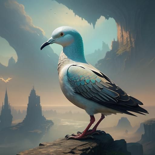 Morning Dove's Quiet Nibble: Detailed Matte Painting