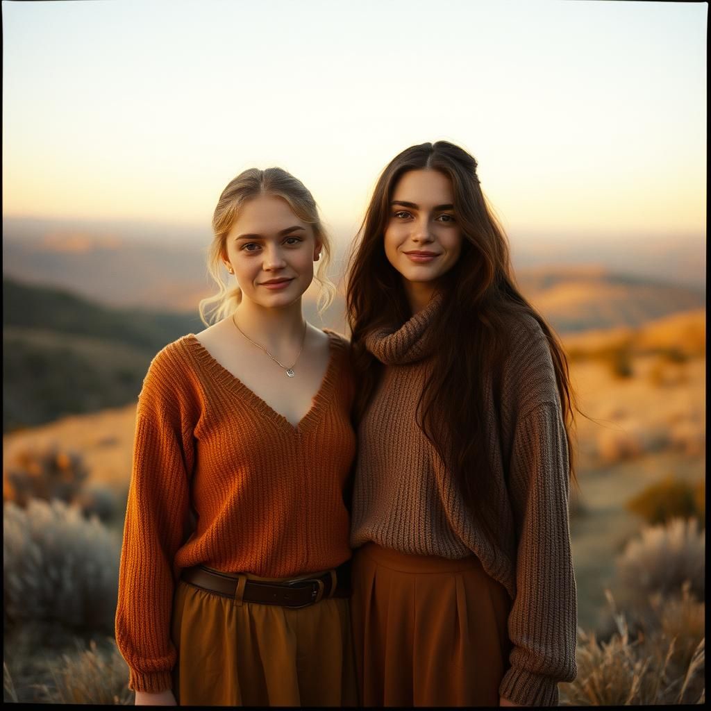 Friends in Golden Hour Light, Cinematic Film Photography