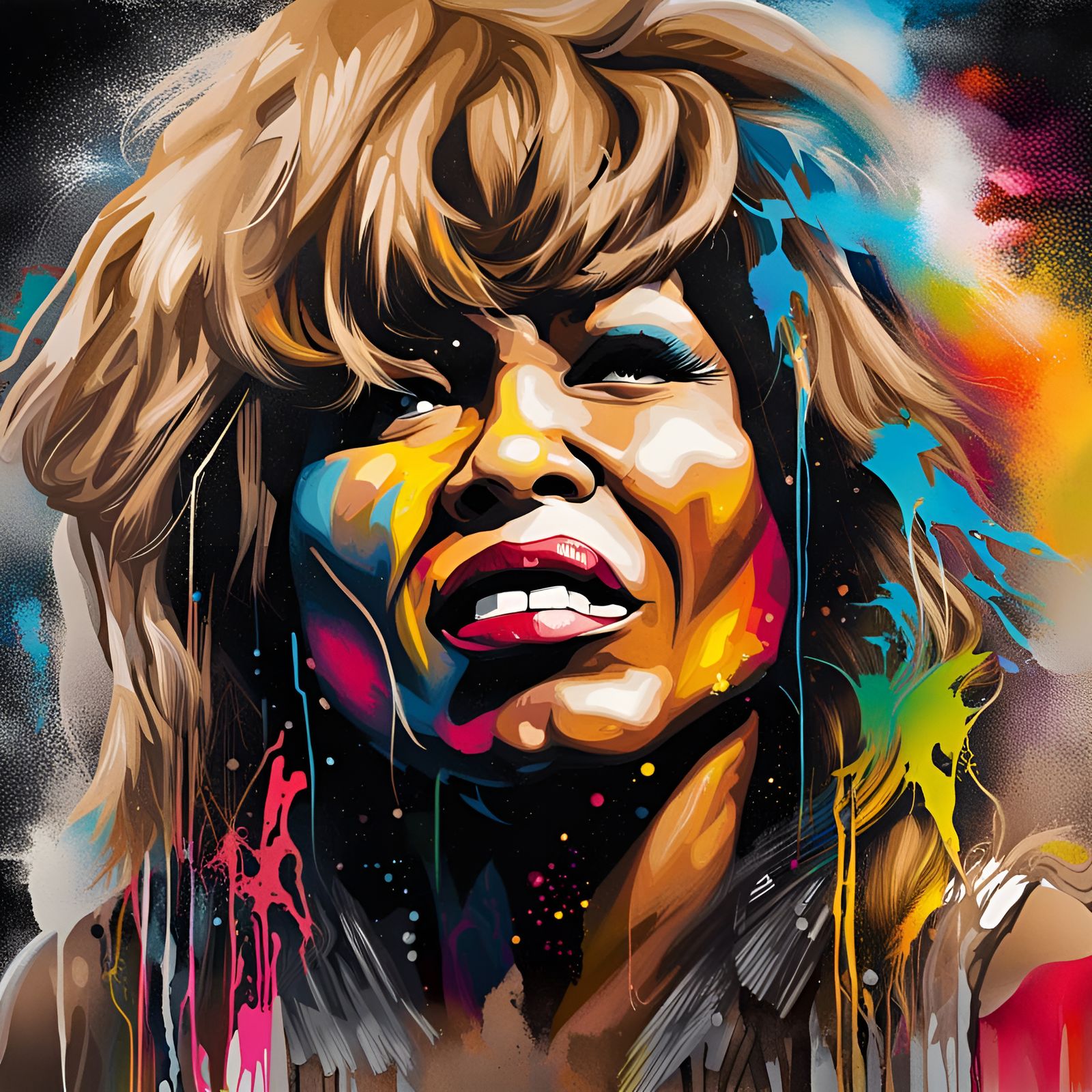 Tina Turner Portrait in Graffiti Art Style