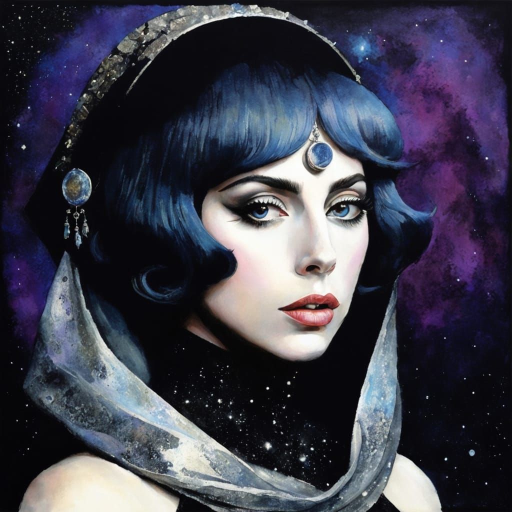 Lady Gaga in a Cosmic Medieval Landscape