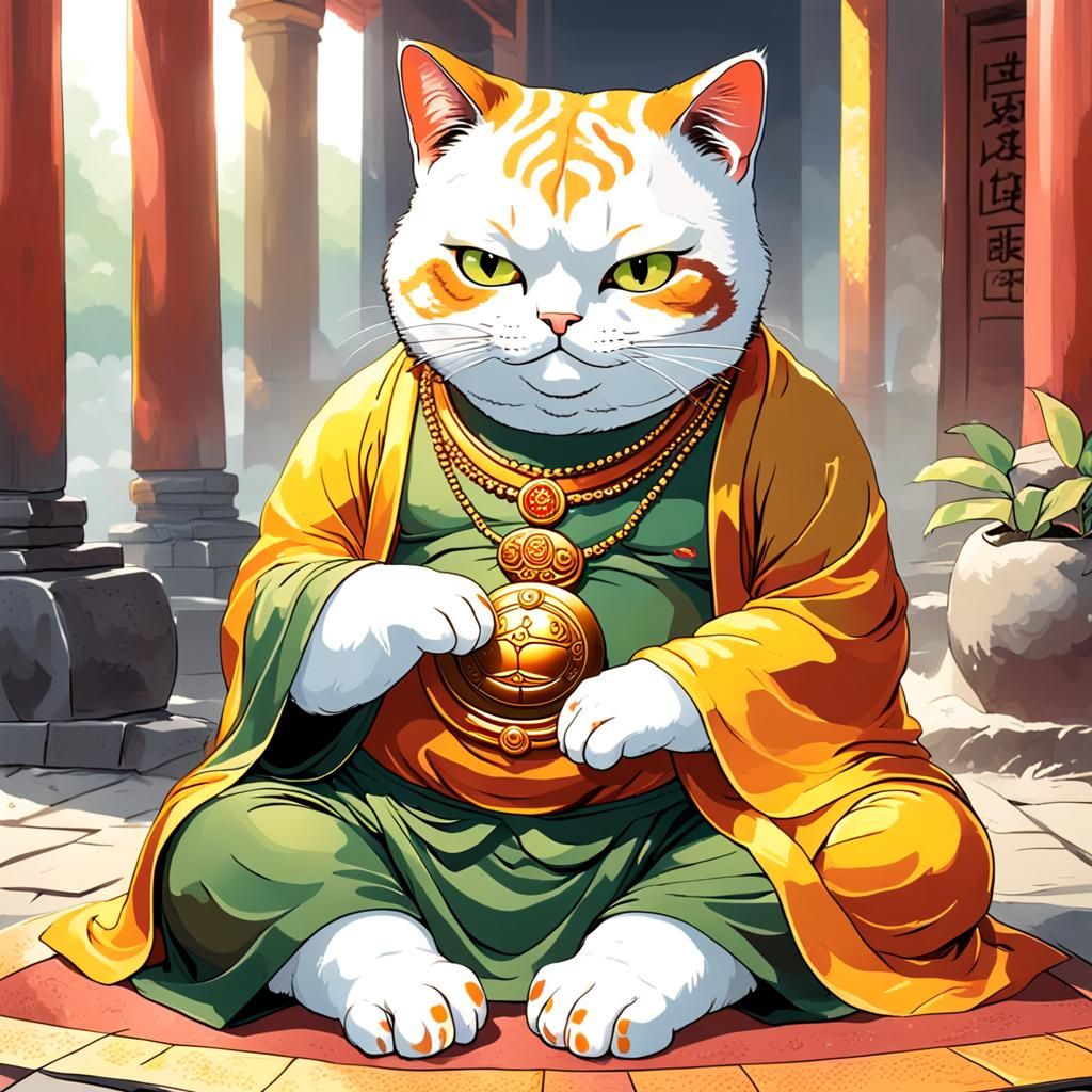 Contemplative Amber-Eyed Cat