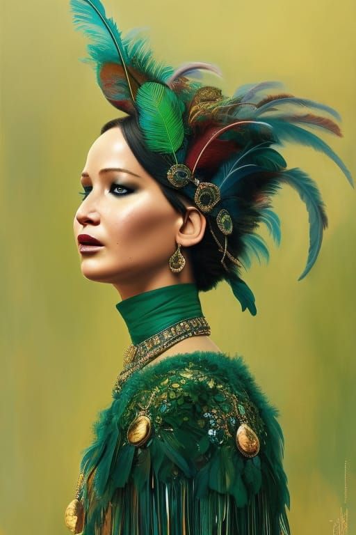 Jennifer Lawrence Portrait in Hyperdetailed Fantasy Art Styl...
