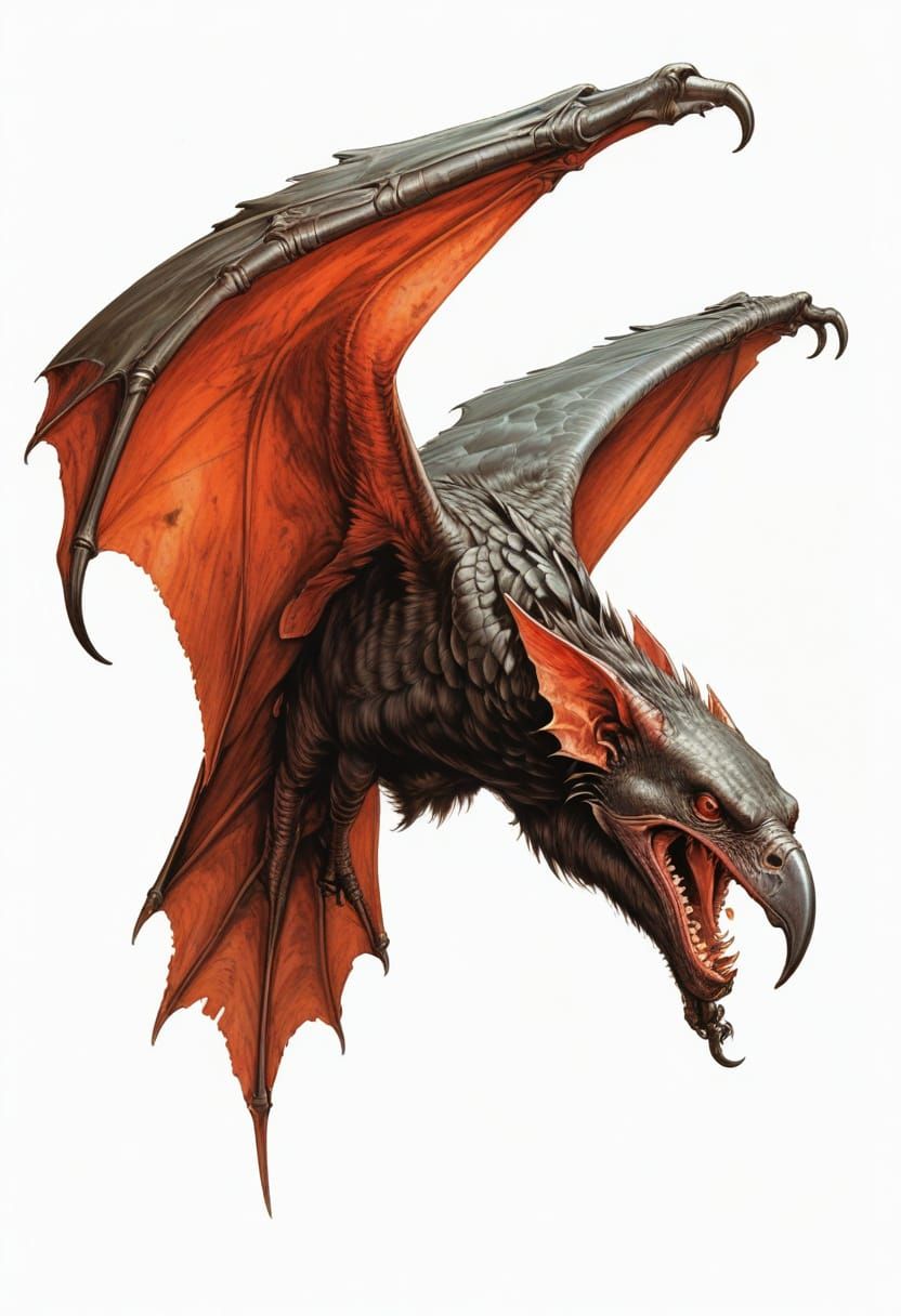 Heroic Vulture Bat Hybrid in Boris Vallejo Style