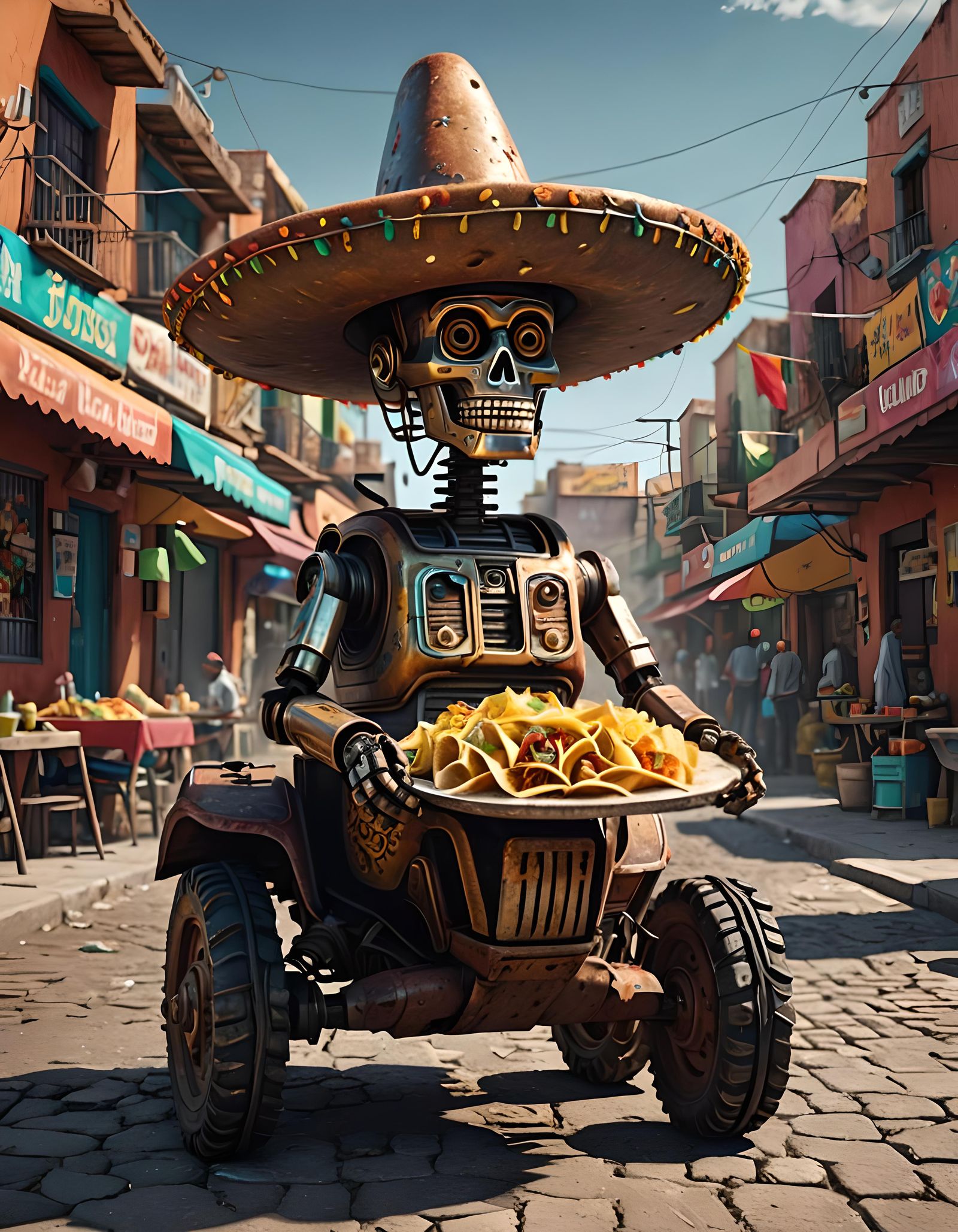 Taco Sombrero: A Hyperrealistic Cassette Futurism Scene