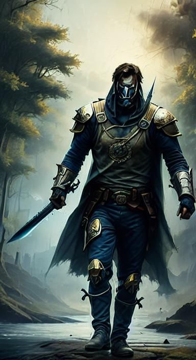 Armored Knight in Sunlight: Fantasy Art Style