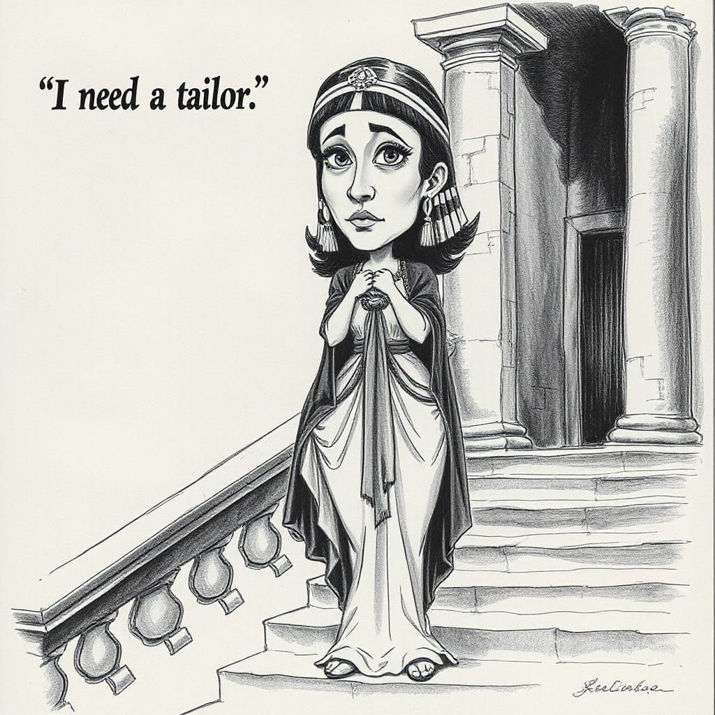 Cleopatra Caricature as Charcoal Drawing