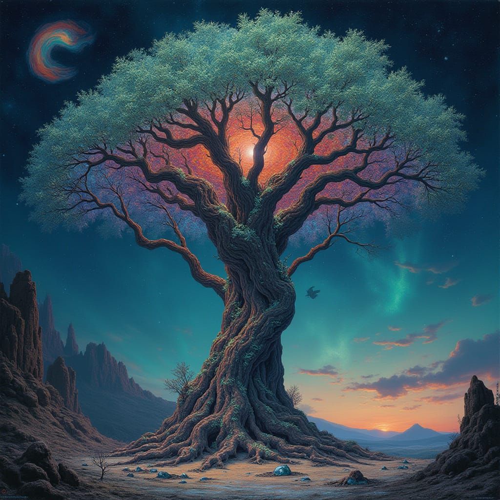 Cosmic Tree Ascends Alien Nebula