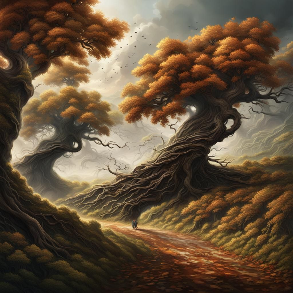 Drunk Men Amongst Wind-Swept Trees